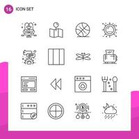 Outline Icon set Pack of 16 Line Icons isolated on White Background for responsive Website Design Print and Mobile Applications vector