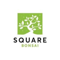 Square Bonsai Logo Design Template Inspiration