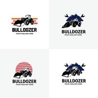 Set of Excavator and Bulldozer Logo Design Templates vector