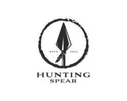 Vintage Rustic Hipster Arrowhead Spear Hunting Logo Design vector