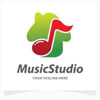 music studio logo design template vector
