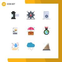 Pictogram Set of 9 Simple Flat Colors of briefcase layers executable file creative Editable Vector Design Elements