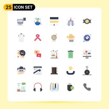 paquete de color plano de 25 símbolos universales de la red de plantación de cohetes de juego elementos de diseño de vectores editables digitales