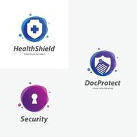 Set of Shield Protection Logo Design Templates vector