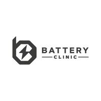 Modern battery clinic logo design template vector