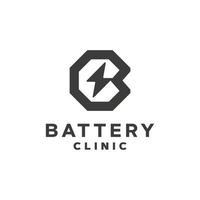 Modern battery clinic logo design template vector