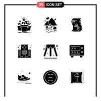 Set of 9 Solid Style Icons for web and mobile Glyph Symbols for print Solid Icon Signs Isolated on White Background 9 Icon Set vector