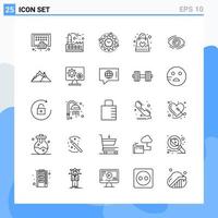 Modern 25 Line style icons Outline Symbols for general use Creative Line Icon Sign Isolated on White Background 25 Icons Pack vector