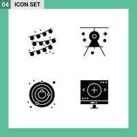 4 Universal Solid Glyph Signs Symbols of buntings satellite architecture drafting universe Editable Vector Design Elements