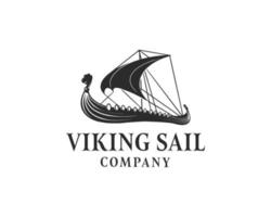 Ilustración de vector de diseño de logotipo de barco vikingo negro