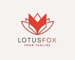 Lotus fox logo design template vector