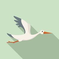 Stork icon flat vector. Fly bird vector