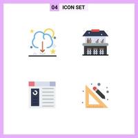 Flat Icon Pack of 4 Universal Symbols of cloud computer save water website Editable Vector Design Elements