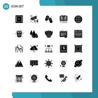 25 User Interface Solid Glyph Pack of modern Signs and Symbols of world online learning flip flops online education Editable Vector Design Elements