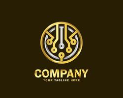 luxury gold rounded tech logo design template