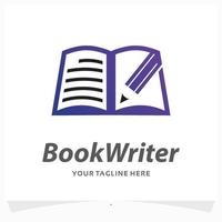 plantilla de diseño de logotipo de escritor de libros vector