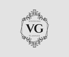 colección de logotipos de monograma de boda con letras iniciales vg, plantillas florales y minimalistas modernas dibujadas a mano para tarjetas de invitación, guardar la fecha, identidad elegante para restaurante, boutique, café en vector