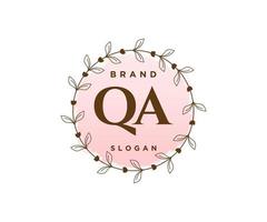 Initial QA feminine logo. Usable for Nature, Salon, Spa, Cosmetic and Beauty Logos. Flat Vector Logo Design Template Element.