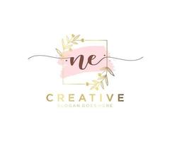 Initial NE feminine logo. Usable for Nature, Salon, Spa, Cosmetic and Beauty Logos. Flat Vector Logo Design Template Element.