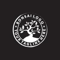 Retro Bonsai Logo Design Template Inspiration vector