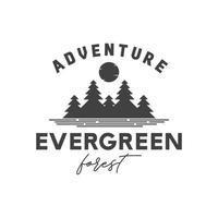 inspiración de plantilla de diseño de logotipo de bosque siempreverde de aventura vector