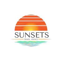 sunset view logo design template inspiration vector