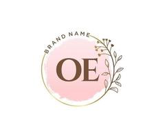 Initial OE feminine logo. Usable for Nature, Salon, Spa, Cosmetic and Beauty Logos. Flat Vector Logo Design Template Element.