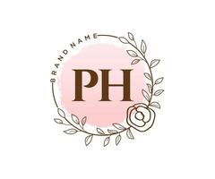 logotipo femenino ph inicial. utilizable para logotipos de naturaleza, salón, spa, cosmética y belleza. elemento de plantilla de diseño de logotipo de vector plano.
