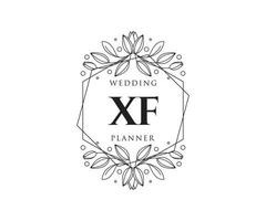 XF Initials letter Wedding monogram logos collection, hand drawn modern minimalistic and floral templates for Invitation cards, Save the Date, elegant identity for restaurant, boutique, cafe in vector