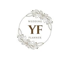 YF Initials letter Wedding monogram logos collection, hand drawn modern minimalistic and floral templates for Invitation cards, Save the Date, elegant identity for restaurant, boutique, cafe in vector