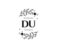 DU Initials letter Wedding monogram logos collection, hand drawn modern minimalistic and floral templates for Invitation cards, Save the Date, elegant identity for restaurant, boutique, cafe in vector