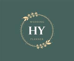 HY Initials letter Wedding monogram logos collection, hand drawn modern minimalistic and floral templates for Invitation cards, Save the Date, elegant identity for restaurant, boutique, cafe in vector