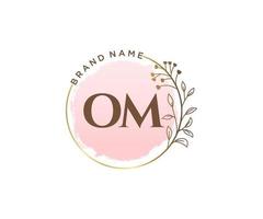 Initial OM feminine logo. Usable for Nature, Salon, Spa, Cosmetic and Beauty Logos. Flat Vector Logo Design Template Element.