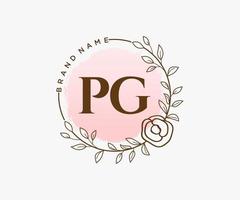 Initial PG feminine logo. Usable for Nature, Salon, Spa, Cosmetic and Beauty Logos. Flat Vector Logo Design Template Element.