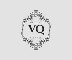 VQ Initials letter Wedding monogram logos collection, hand drawn modern minimalistic and floral templates for Invitation cards, Save the Date, elegant identity for restaurant, boutique, cafe in vector