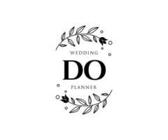 colección de logotipos de monograma de boda con letras iniciales, plantillas florales y minimalistas modernas dibujadas a mano para tarjetas de invitación, guardar la fecha, identidad elegante para restaurante, boutique, café en vector