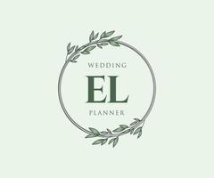 EL Initials letter Wedding monogram logos collection, hand drawn modern minimalistic and floral templates for Invitation cards, Save the Date, elegant identity for restaurant, boutique, cafe in vector
