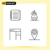 User Interface Pack of 4 Basic Filledline Flat Colors of note desk paper matrioshka interior Editable Vector Design Elements