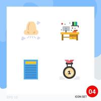 Set of 4 Vector Flat Icons on Grid for air education nose office award Editable Vector Design Elements