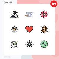 Set of 9 Modern UI Icons Symbols Signs for weather sun design plant easter Editable Vector Design Elements