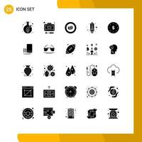 Universal Icon Symbols Group of 25 Modern Solid Glyphs of business saver service energy wreath Editable Vector Design Elements