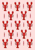 Cute red lobster vector wallpaper for graphic design and decorative element