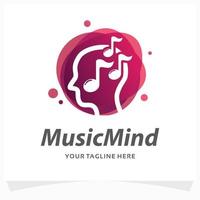 plantilla de diseño de logotipo de mente de música vector