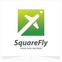 square fly travel logo design template vector