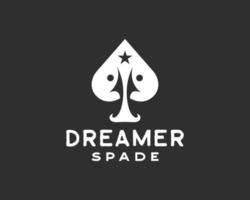 Spade with people reaching star logo. dreaming people logo design template vector