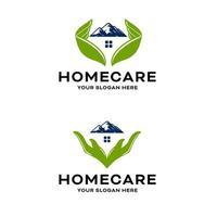 Double Home care and mountain traveling logo design template vector