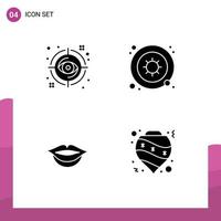 Thematic Vector Solid Glyphs and Editable Symbols of eye lips target germs balls Editable Vector Design Elements