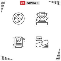 User Interface Pack of 4 Basic Filledline Flat Colors of beat hard disc scratching cup storage Editable Vector Design Elements