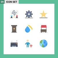 9 Creative Icons Modern Signs and Symbols of podium conference page star nature Editable Vector Design Elements