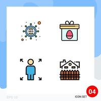 4 Thematic Vector Filledline Flat Colors and Editable Symbols of marketing opportunity marketing egg apartment Editable Vector Design Elements